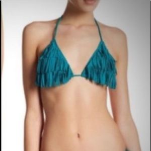 Despi Bikini Fringe blue Top Size Small
